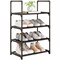 Upgrade Stackable Small Shoe Rack, 4-Tier Shoe Shelf Storage Organizer with Handle for Entryway, Hallway and Closet (Black)